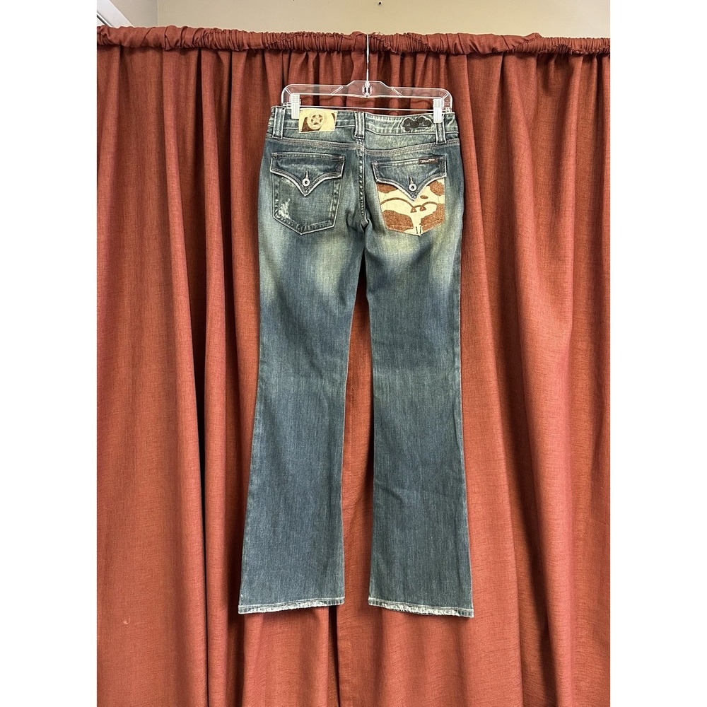 Miss Me Women's Jeans 29x32 Cowhide Print Patch Y2K Distressed Style JP4530